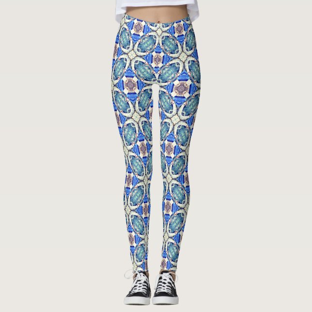 Mandalaherzen blau leggings (Vorderseite)