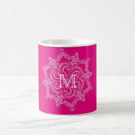 Mandalamonogramm heißes Rosa des Chic 11 Kaffeetasse