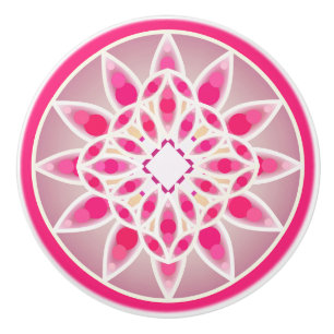 Mandalamuster im pinkfarbenen Rosa, im Weiß und i Keramikknauf