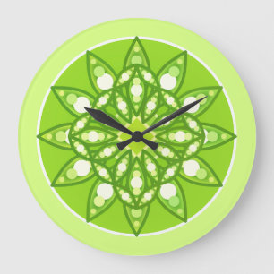 Mandalamuster in den Schatten des Limonen Grüns Große Wanduhr