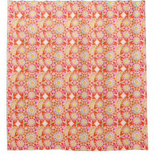 Mandalamuster, korallenrotes Rot, Rosa, Gold Duschvorhang