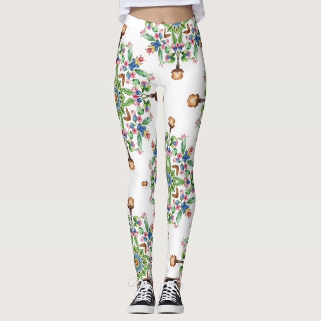 Mandalas Formed From Floral Seamless Pattern Leggings (Vorderseite)
