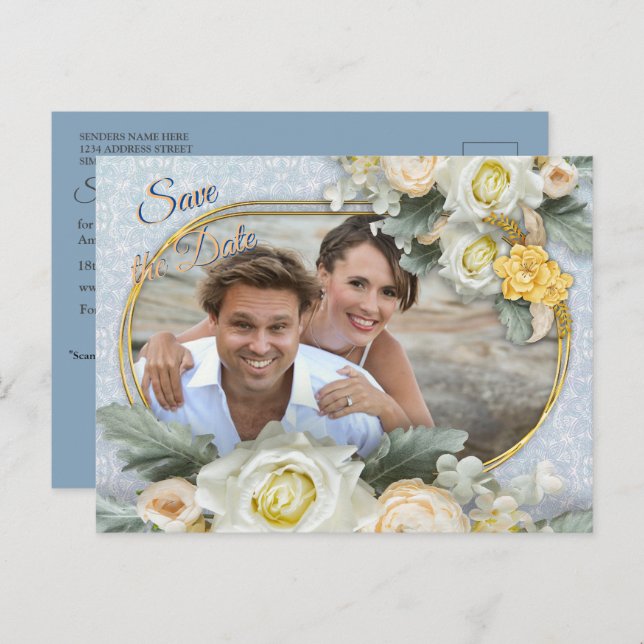 Mandalas in Blau, Rosa und Weiß Ankündigungspostkarte (Vorne/Hinten)