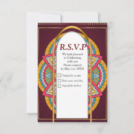 Mandalas in gemischten Maronen - Rote und Wiederho RSVP Karte