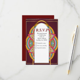 Mandalas in gemischten Maronen - Rote und Wiederho RSVP Karte