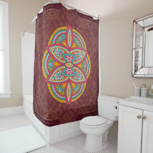 Mandalas mit gemischten Maroon-Wiederholmustern Duschvorhang