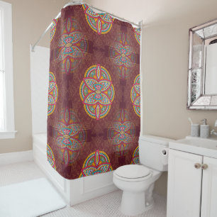 Mandalas mit gemischten Maroon-Wiederholmustern Duschvorhang