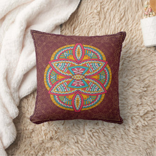 Mandalas mit gemischten Maroon-Wiederholmustern Kissen