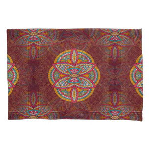 Mandalas mit gemischten Maroon-Wiederholmustern Kissenbezug