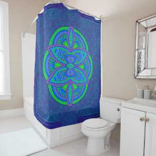 Mandalas mit gemischten Navy Blue-Wiederholmustern Duschvorhang