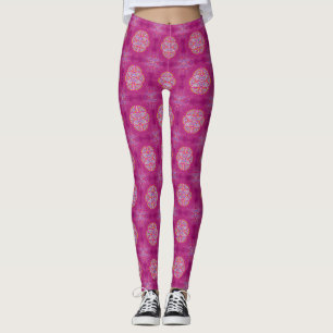 Mandalas mit rosa gemischten Wiederholmustern Leggings