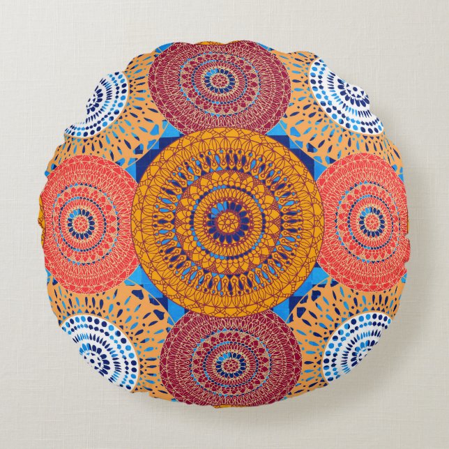 Mandalas Rundes Kissen (Vorderseite)