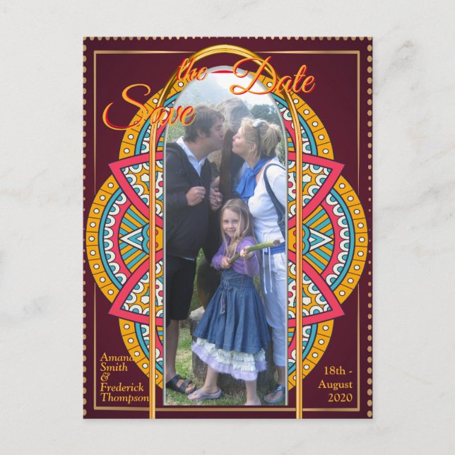 Mandalase auf Maroon-Hintergrund Ankündigungspostkarte (Vorderseite)