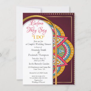 Mandalase auf Maroon-Hintergrund Einladung