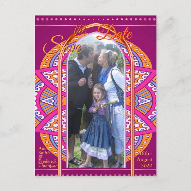 Mandalase in Cerise Pinks & Bearbeitungswiederholm Ankündigungspostkarte (Vorderseite)