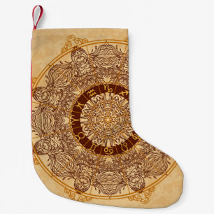 Mandalase, zodiaktisch, verziert, Vintag. Kleiner Weihnachtsstrumpf
