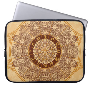 Mandalase, zodiaktisch, verziert, Vintag. Laptopschutzhülle