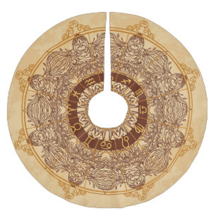 Mandalase, zodiaktisch, verziert, Vintag. Polyester Weihnachtsbaumdecke