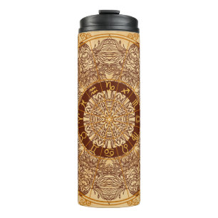 Mandalase, zodiaktisch, verziert, Vintag. Thermosbecher