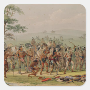 Mandan Archery Contest, c.1832 Quadratischer Aufkleber
