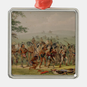 Mandan Bogenschießen-Wettbewerb, c.1832 Silbernes Ornament