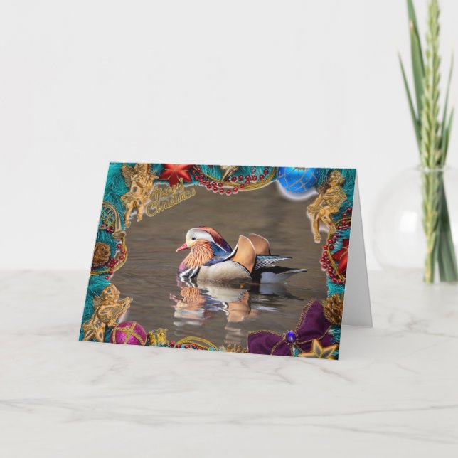 Mandarin Duck Christmas Card Karte (Vorderseite)