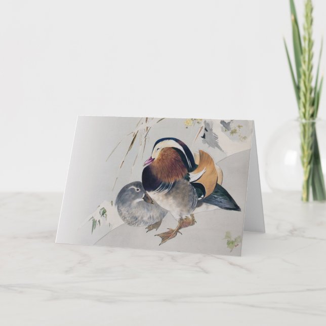 Mandarin Duck Couple, Watanabe Seitei Karte (Vorderseite)