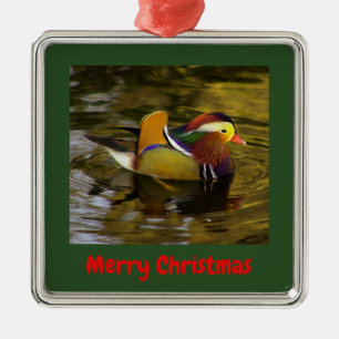 Mandarin Duck Frohe Weihnachten Gerahmt Silver Ornament Aus Metall