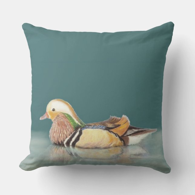 Mandarin-Duck Naturschutz Kunst Kissen Für Draußen (Vorderseite)