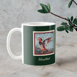 Mandarin Duck on Green and Rust with Name Kaffeetasse