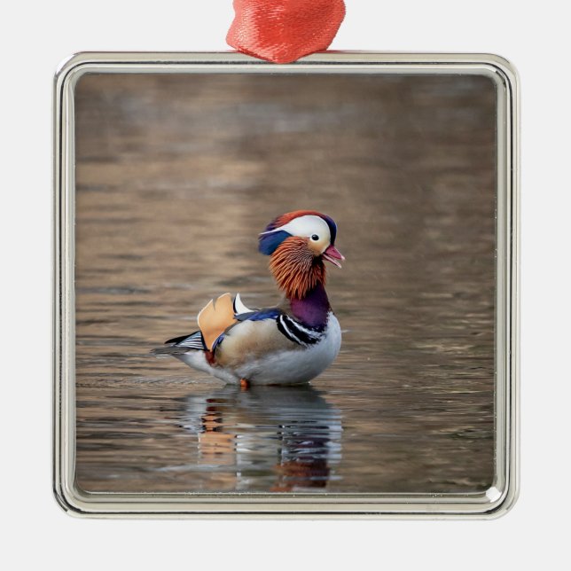 Mandarin Duck Ornament Aus Metall (Vorne)
