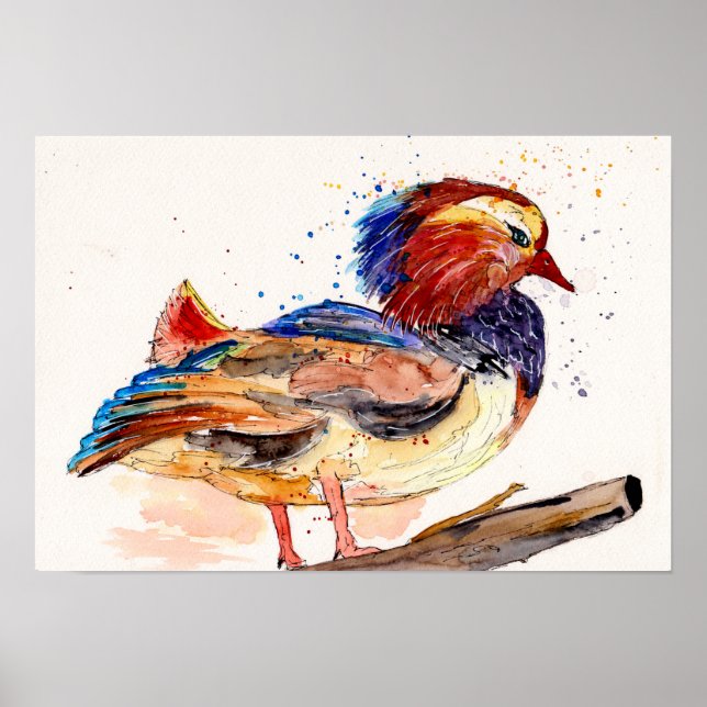 Mandarin Duck Watercolor Poster (Vorne)