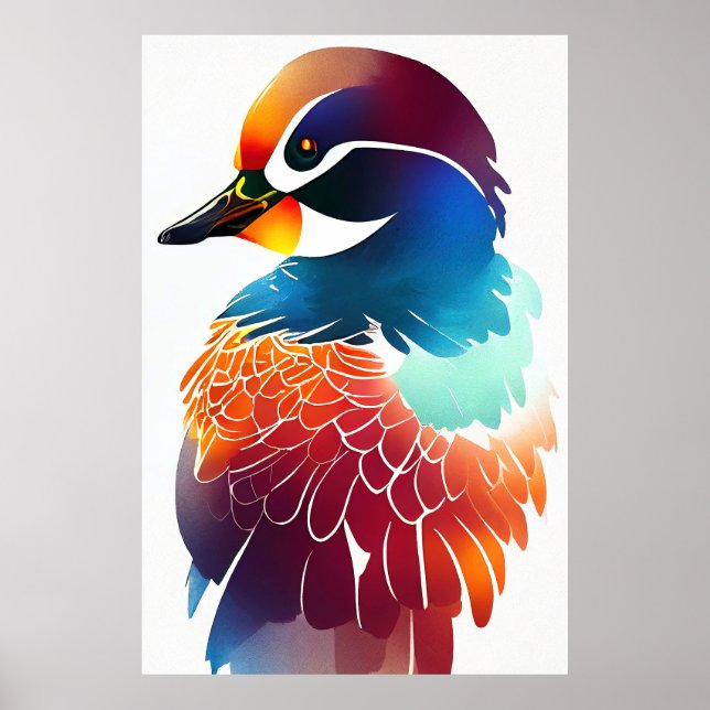Mandarin Duck Wild Nature Animal Colors Malerei Poster (Vorne)
