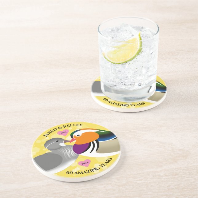 Mandarin Ducks Lovebirds jedes Jahr Getränkeuntersetzer (Seite)