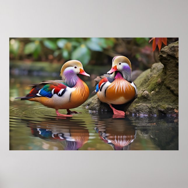 Mandarin Ente Animal Bird Wildlife Wilderness Art Poster (Vorne)