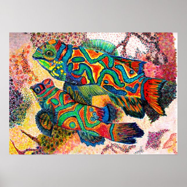 Mandarin Fish Wassercolor Poster (Vorne)