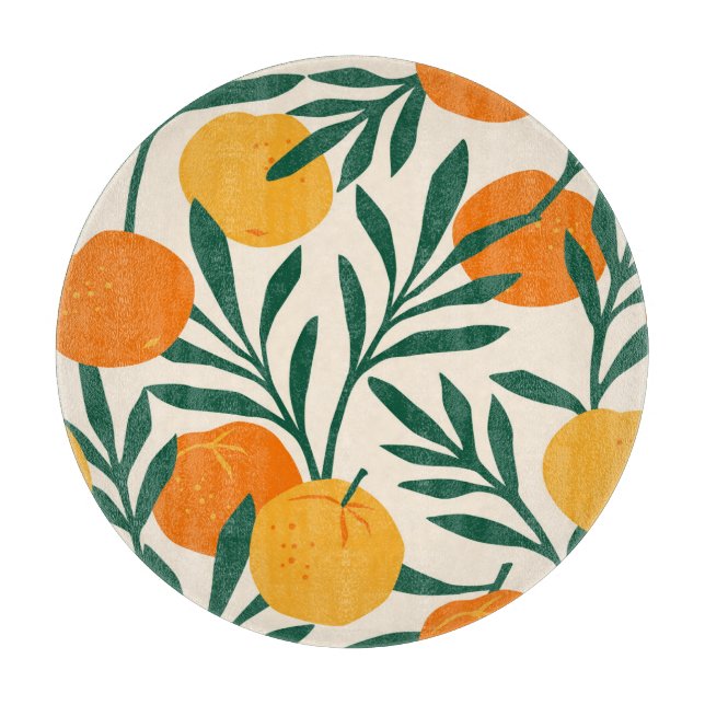 Mandarin Mosaic: Trendy Citrus Chic Schneidebrett (Vorderseite)