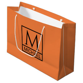 Mandarin Orange Geschenktasche mit Initial & Name Große Geschenktüte
