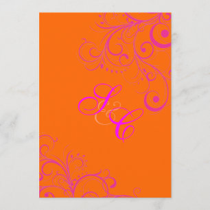 Mandarin Orange + Hot PInk Ornamental Blüh Einladung