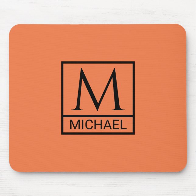 Mandarin Orange Mouse Pad mit Initial & Name Mousepad (Vorne)