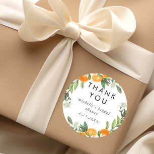 Mandarin Orange Watercolor Brautparty Vielen Dank Runder Aufkleber
