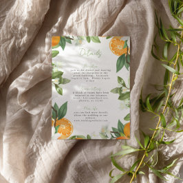 Mandarin Orange Watercolor Wedding Info Begleitkarte