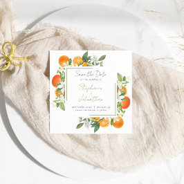 Mandarin Orange Watercolor Wedding Save the Date Einladung