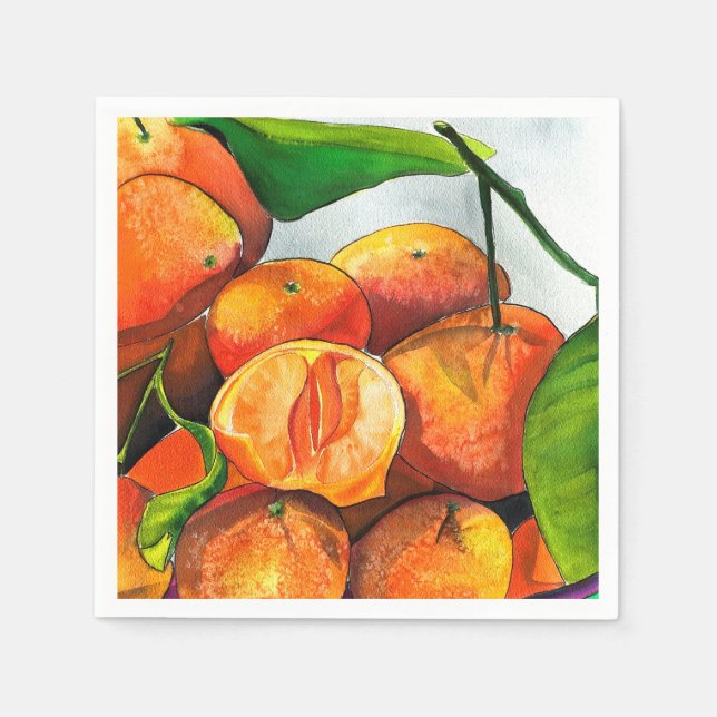 Mandarin-Orangenfrucht Serviette (Vorderseite)