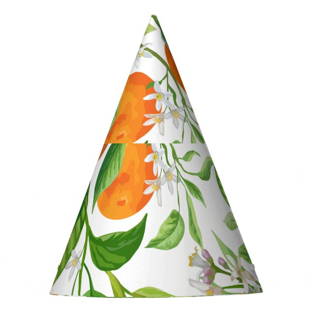 Mandarin: Tropisch-farbiges Muster Partyhütchen (Vorderseite)