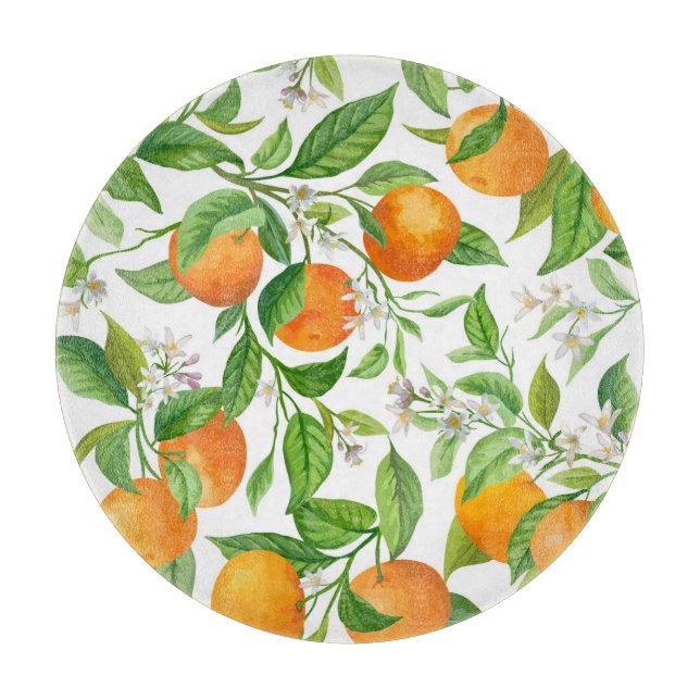 Mandarin: Tropisch-farbiges Muster Schneidebrett (Vorderseite)