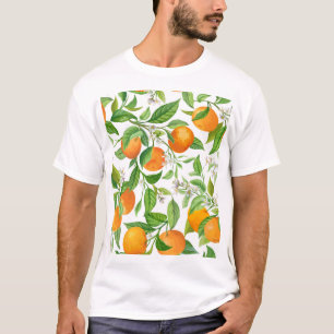 Mandarin: Tropisch-farbiges Muster T-Shirt