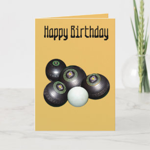 Mandarin Yellow Lawn Bowls, Birthday Card