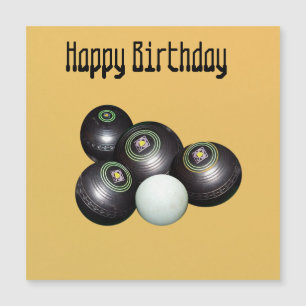 Mandarin Yellow Lawn Bowls Birthday, Magnetic Card Magnetkarte