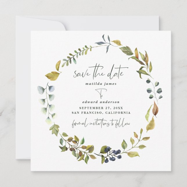 Mandarine Aquarellblumen Hochzeit speichern Sie da Save The Date (Vorderseite)
